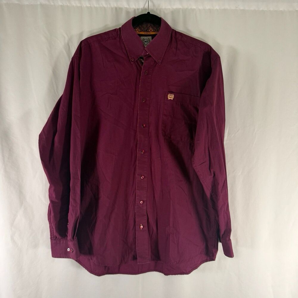 Cinch Dress Shirt Men's Small Burgundy Red Long Sleeve Button Up Cotton